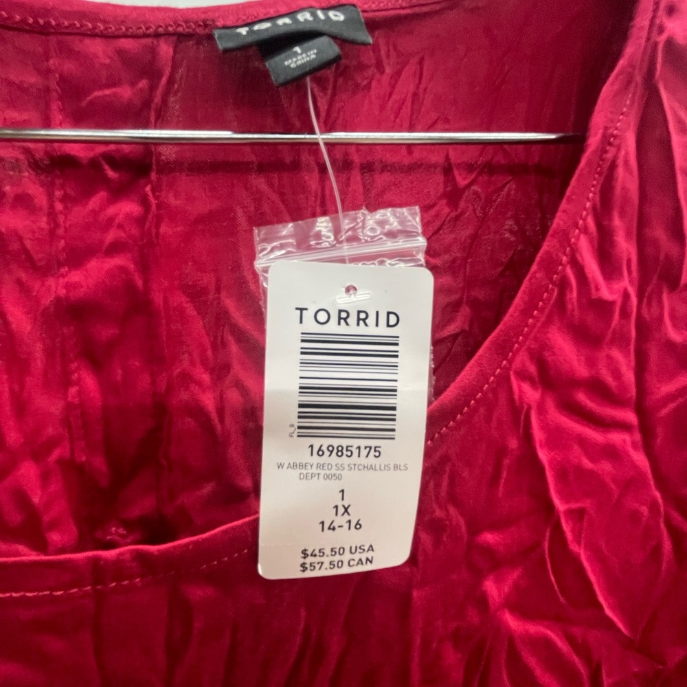 Torrid Red Button-Back Blouse NWT - image 6